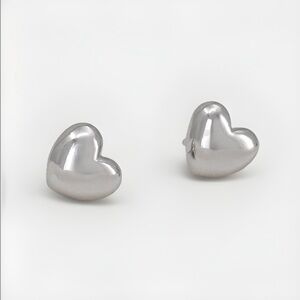 Tiny Puffy Heart Stud Earrings | Platinum Plated | Minimalist Luxury Jewelry